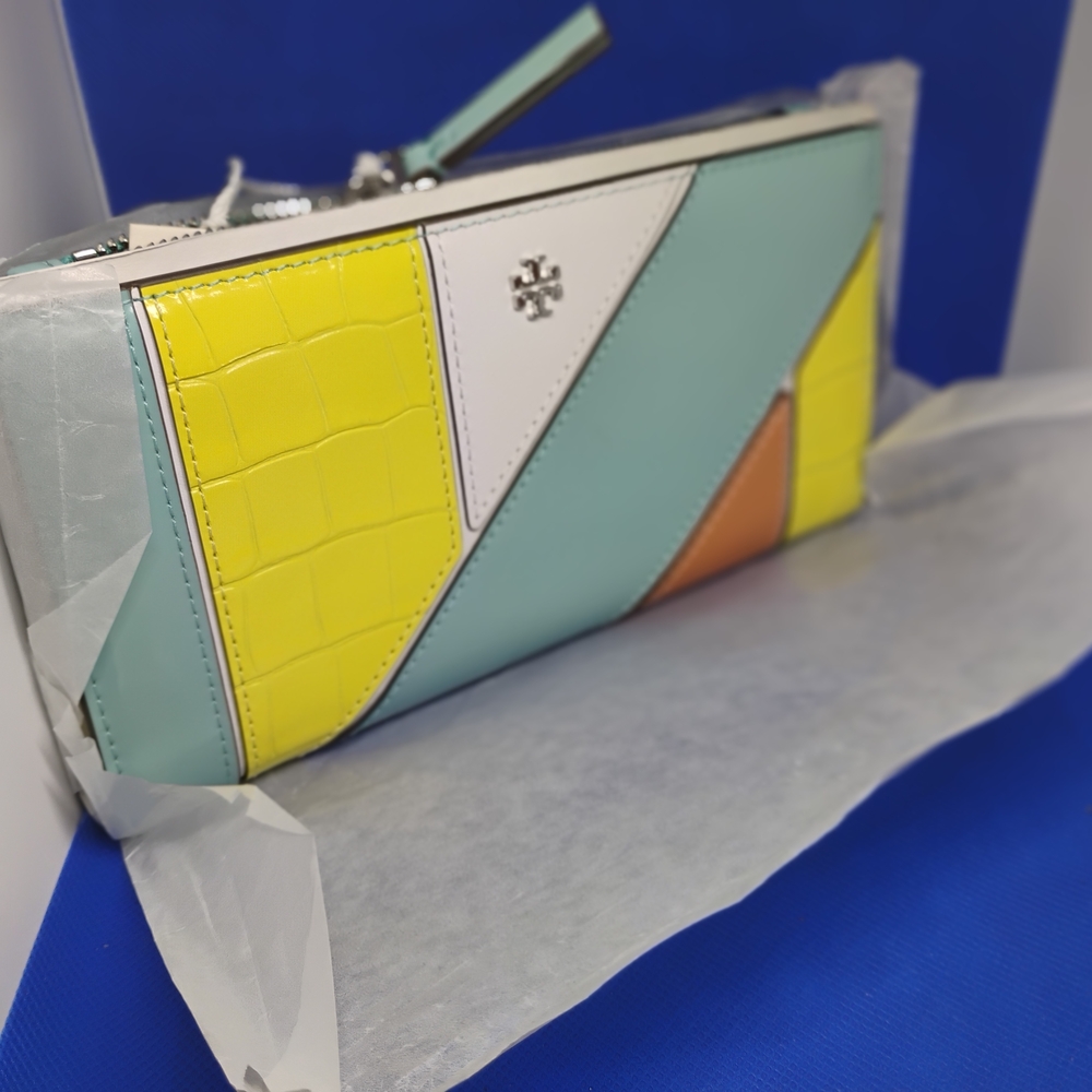 Tory Burch Colorblock Patchwork Wallet Brand New With Tags - Picture 8 of 12